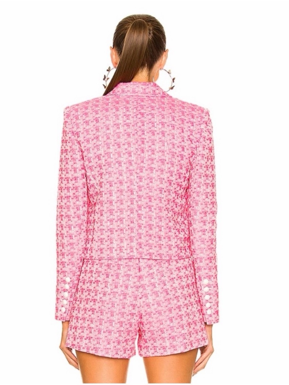 L'AGENCE Matching Set- Pink Tweed Blazer (NWT- Size 2) + Shorts (NWOT- Size 2) - Picture 3 of 16